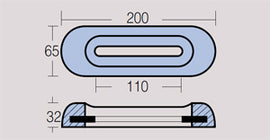 צינק 1.3 ק״ג עם חריץ 10 לברגים לכלי שייט / סירה