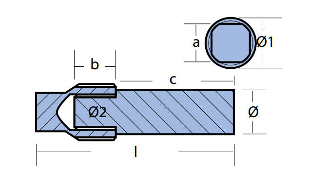 צינק בורג ללא פלאג לדגמי VOLVO 200-250-270 מידות c=40 Ø=15 Ø2=7/16״ UNC