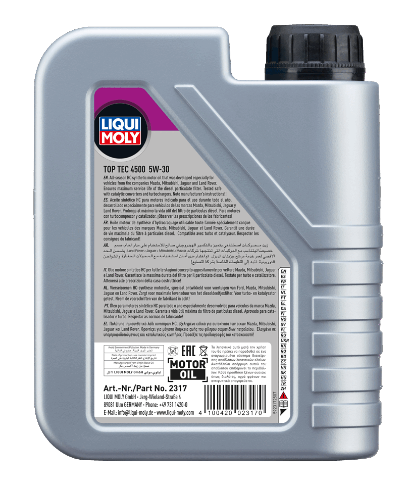 LIQUI MOLY TOP TEC 4500 5W30 -שמן מנוע סינטטי מלא- 1 ליטר