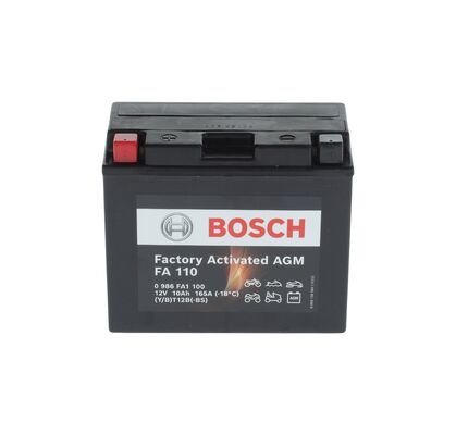 מצבר לאופנוע 10 אמפר 12 וולט דגם FA110 AGM YT12B-BS תוצרת בוש BOSCH