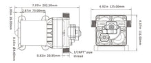 טען תמונה למציג הגלריה, משאבת מים חשמלית 12V לקרוואן וכלי שייט משאבת דיאפרגמה למים מתוקים 4 מתאימות 18.9 ליטר/דקה לחץ אוויר 55psi דגם DP1-050-055-42 תוצרת SEAFLO