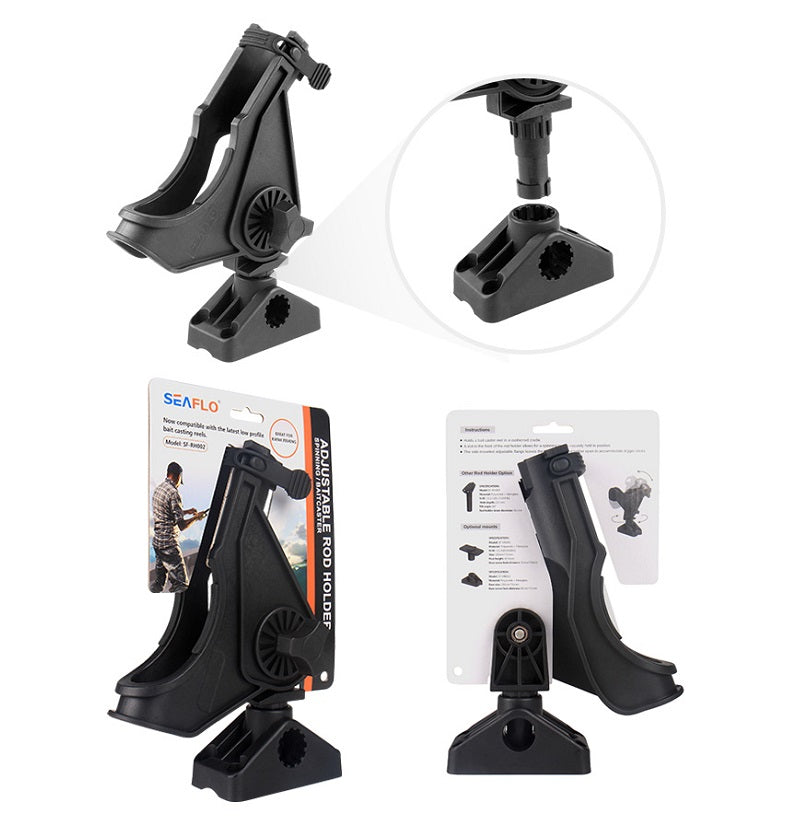 מעמד חכה מתכוונן 360° כולל בסיס יציב מעמד חכה דיג מתאים לחיבור על קיאק קשיח, סירה או כל כלי שייט עם בסיס קשיח SEAFLO