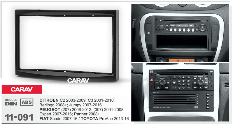 פנל התקנה 2 DIN לסיטרואן C2 2003–2009