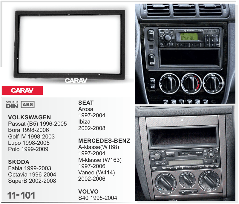 פנל התקנה 2 DIN למרצדס VANEO 2002–2006