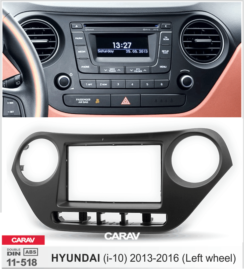 פנל התקנה 2 DIN ליונדאי I10 2013–2016