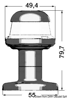 אור ניווט לבן סביב לד על עמוד 12/24V 3W לסירה עד 20 מטר מק״ט 11.131.02