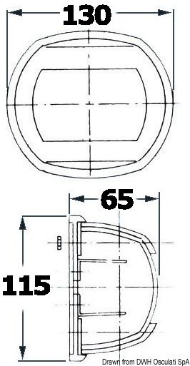 אור ניווט אדום 12V זווית 112.5° צד שמאל מסגרת שחורה לספינה עד 20 מטר דגם Maxi 20 11.411.01 תוצרת Osculati