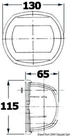 אור ניווט אדום 12V זווית 112.5° צד שמאל מסגרת שחורה לספינה עד 20 מטר דגם Maxi 20 11.411.01 תוצרת Osculati