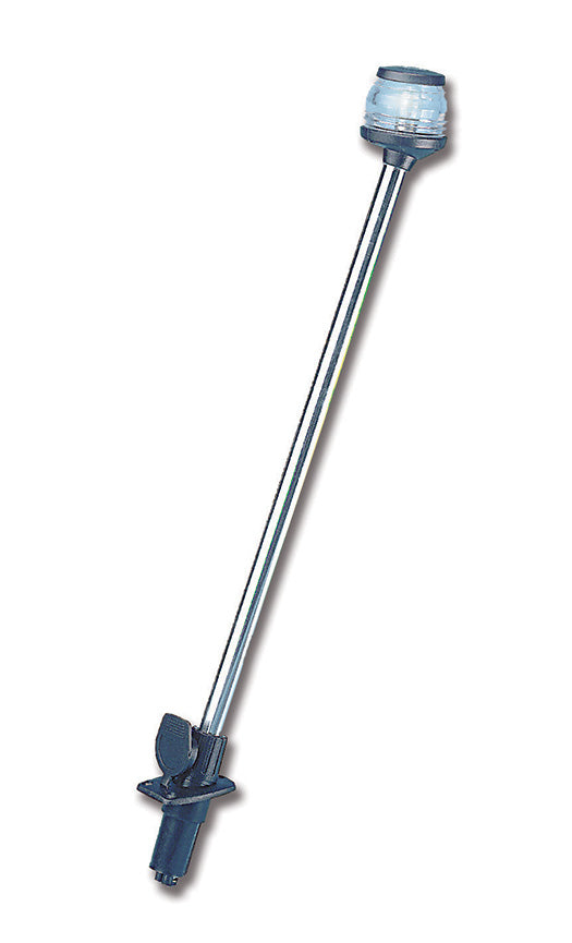 פנס לבן סביב 360° על מוט נירוסטה כולל נורה 10W 12V גובה 600 מ״מ חיבור מהיר לסירות עד 12 מ'