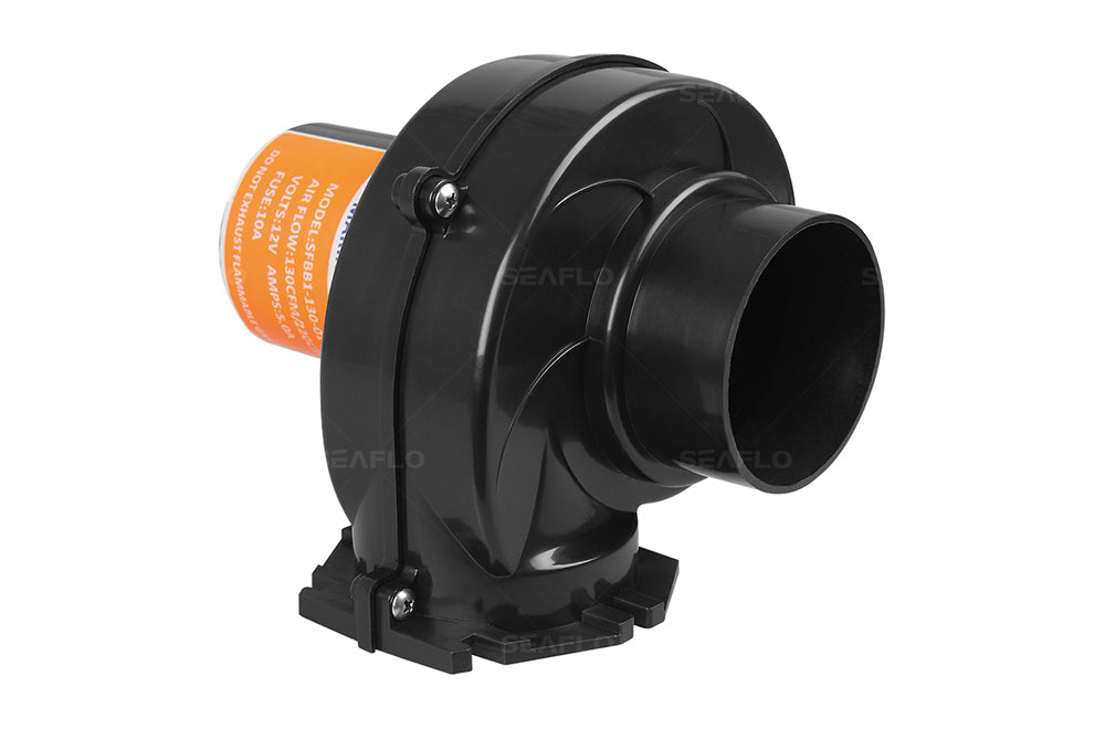 מפוח אוויר בסיס מעוגן/גמיש 12V 220 מק"ש מתאים לכלי שייט אוטובוס או מערכת אוורור תקן CE דגם SFBB1-130-01 תוצרת SEAFLO 