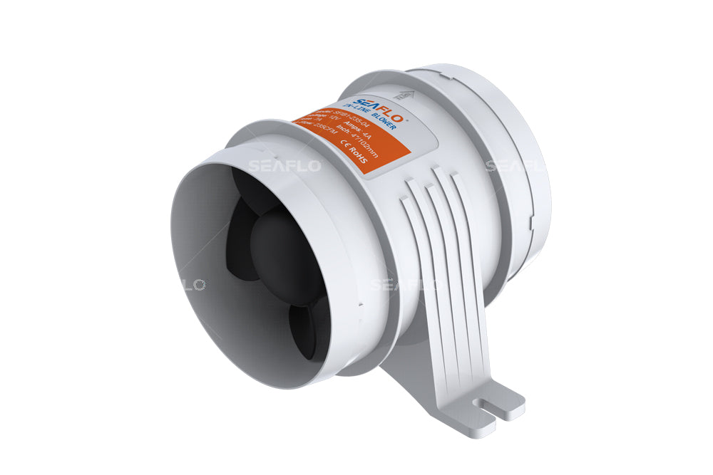 מפוח אוויר קווי 12V 400 מק"ש מתאים לכלי שייט אוטובוס או מערכת אוורור תקן ISO8846 דגם SFIB1-235-04 תוצרת SEAFLO 
