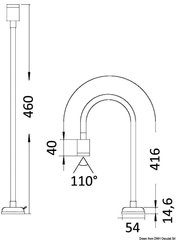 מנורת לד גמישה 10W 12/24V גוף פליז מכרום דגם 13.236.90 תוצרת Osculati