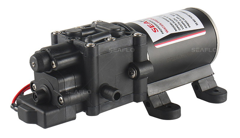 משאבת דיאפרגמה מים מתוקים 2 מתאים 24V 5 ליטר/דקה לחץ אוויר 100psi דגם DP2-013-100-22 תוצרת SEAFLO 