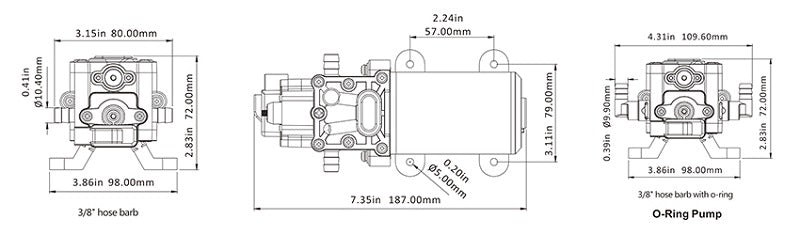 משאבת דיאפרגמה מים מתוקים 2 מתאים 24V 5 ליטר/דקה לחץ אוויר 100psi דגם DP2-013-100-22 תוצרת SEAFLO 