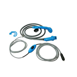 מקלחת חוץ לקרוואן עם משאבה חשמלית 12V וחיבור למצת HABA