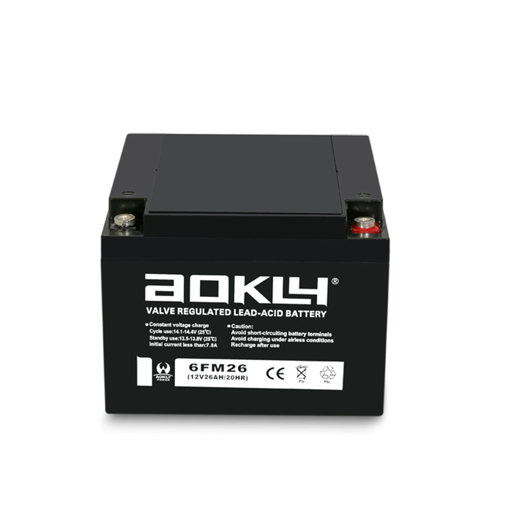 מצבר סוללת גיבוי אטום 26 אמפר 12V תוצרת AOKLY דגם 6-FM-26