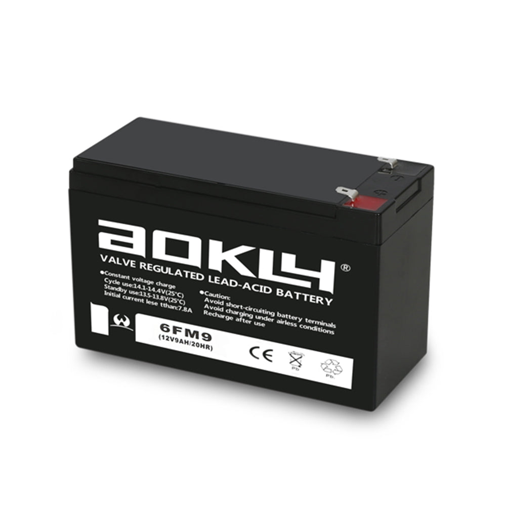 מצבר סוללת גיבוי אטום 9 אמפר 12V תוצרת AOKLY דגם 6-FM-9