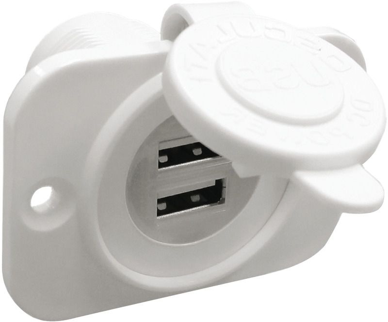 שקע מצת עם יציאת USB לבן מניילון עם מכסה הגנה אטום למים כניסה 12/24V יציאה 5V דגם 14.516.11 תוצרת Osculati