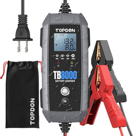 מטען חכם TOPDON TB8000 לטעינה ותיקון סוללות רכב 9 שלבים