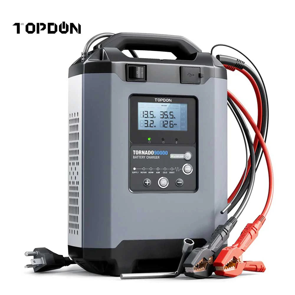 מטען סוללות חכם TOPDON Tornado 90000 ל-12V/24V עד 90Ah