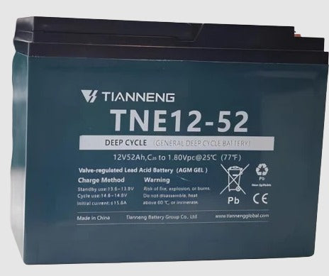 מצבר אטום פריקה עמוקה 12V 52 אמפר תוצרת TNEP