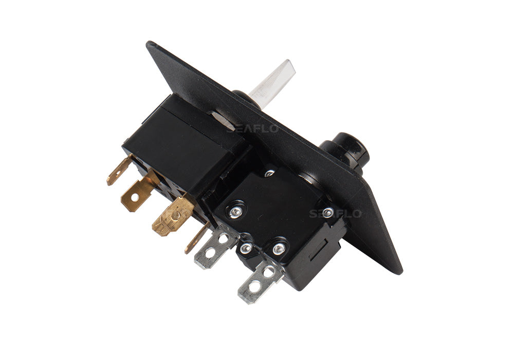 לוח מפסקים חשמלי 12V/24Vלמשאבת מים חשמלית בילג' 3 מצבי בקרה אוטומט/ידני/כבוי כולל מפסק בטוח דגם SFSP-015-01 תוצרת SEAFLO 