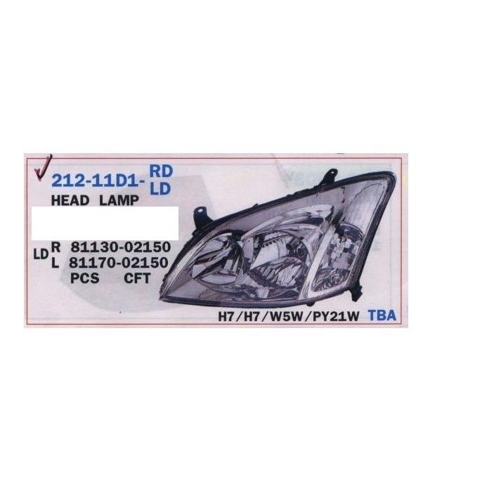 פנס ראשי שמאלי DEPO לטויוטה COROLLA 2003-2004