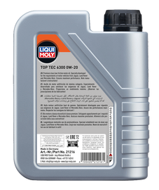 LIQUI MOLY TOP TEC 6300 0W20 -שמן מנוע סינטטי מלא- 1 ליטר