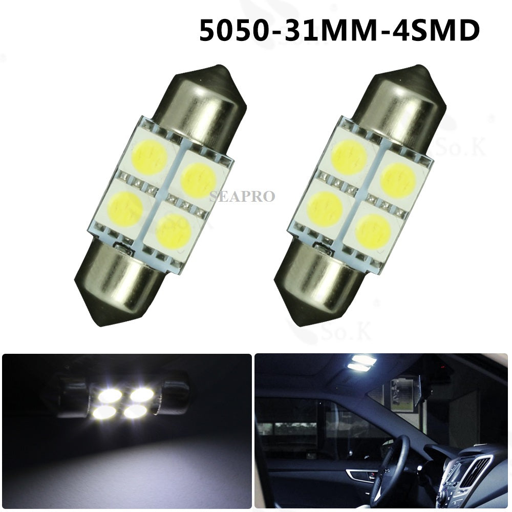 נורת לדים 4 SMDX5050 בסיס כפול אור לבן , 4 לדים, 31 מ"מ