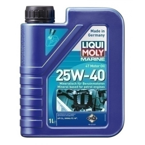 שמן מנוע מינרלי למנוע בנזין ומנוע ימי 25W40 MARINE תוצרת LIQUI MOLY גרמניה מיכל 1 ליטר 
