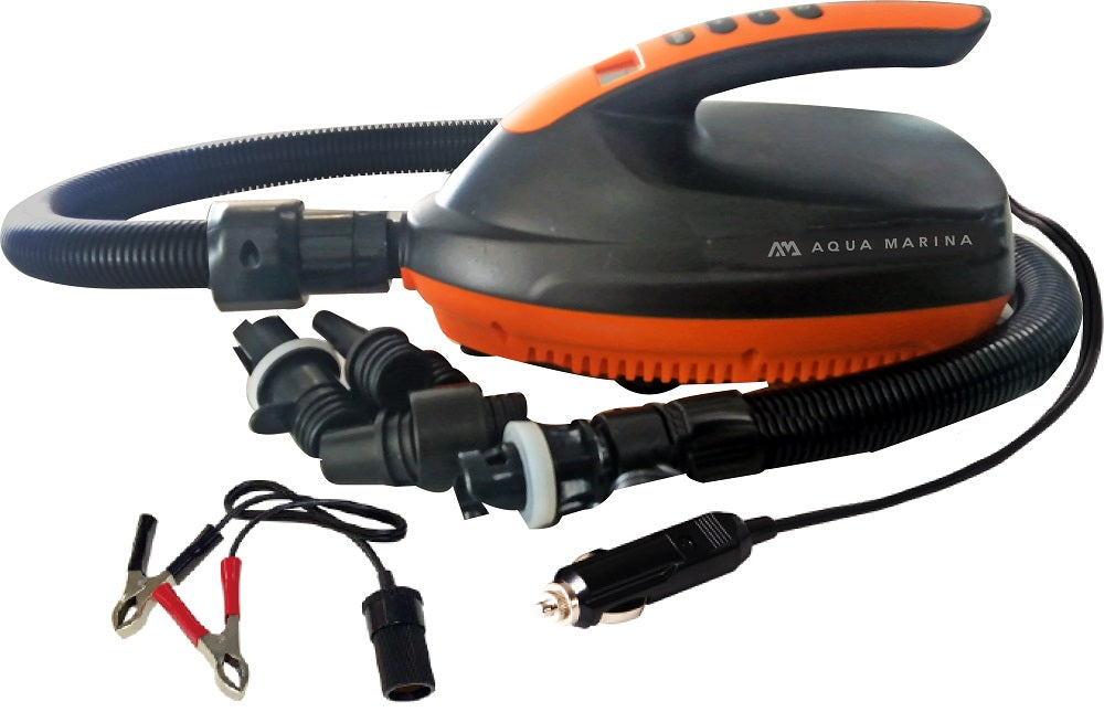 משאבת אוויר חשמלית כוללת 12V חזקה במיוחד 16PSi הצגת דיגיטאלי מתאים גם לסאפ תוצרת אקווה מרינה Aqua Marina