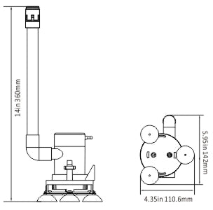 קיט משאבה לפתיון חי לדייג 12V הספק 350 גלון/שעה עם צינור אוורור ובסיס ואקום דגם BP1G350-09 תוצרת SEAFLO 