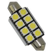 טען תמונה למציג הגלריה, נורת לדים קנבס SMDX5050 בסיס כפול, 39 מ"מ, אור לבן , 8 לדים CANBUS