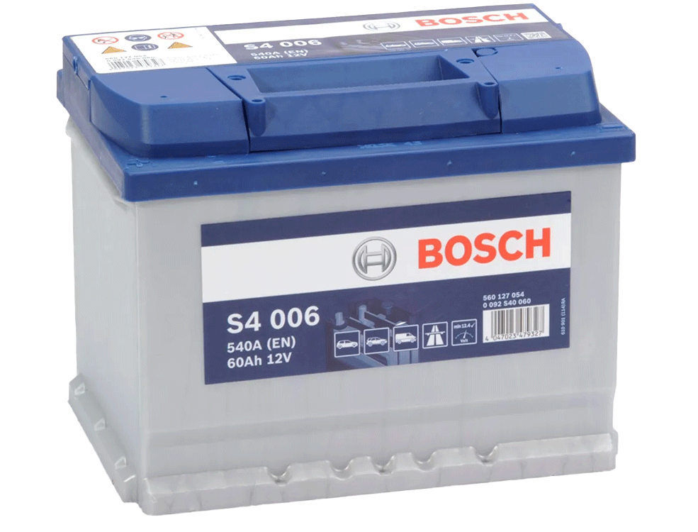 מצבר לרכב 60 אמפר 12V דגם S4006 אירופי שמאל תוצרת בוש BOSCH SILVER