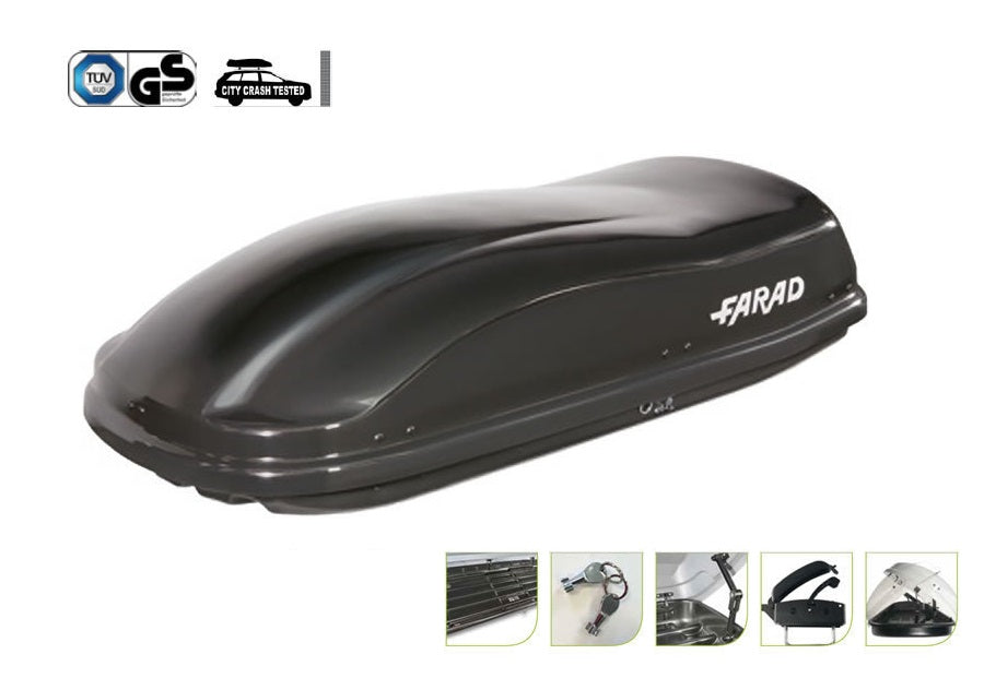 תא חפצים לרכב 400 ליטר דגם מרלין MARLIN N/8 תוצרת פארד FARAD איטליה של חברת עם 5 שנות אחריות! שחור מט