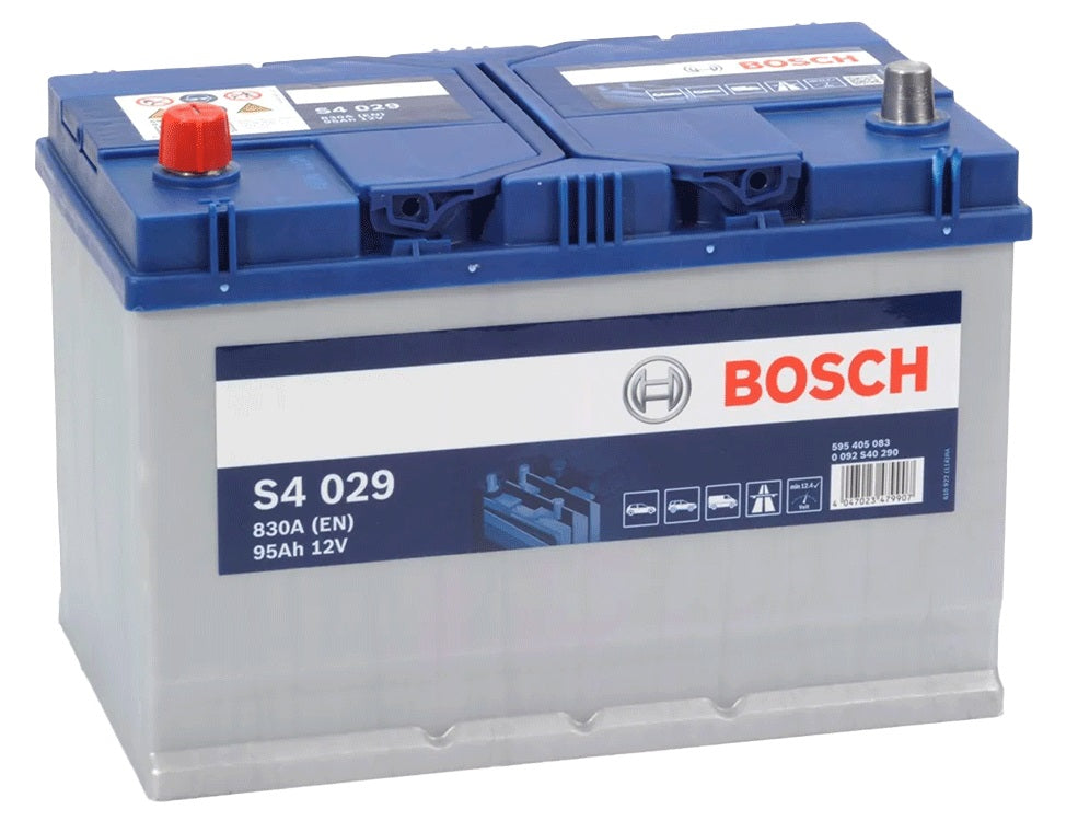 מצבר לרכב 95 אמפר 12V דגם S4029 תוצרת בוש BOSCH SILVER * מתאים לאיסוזו*