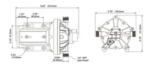 טען תמונה למציג הגלריה, משאבת מים חשמלית 12V לקרוואן וכלי שייט משאבת דיאפרגמה למים מתוקים 5 מתאימות 18.9 ליטר/דקה לחץ אוויר 60psi דגם DP1-050-060-52 תוצרת SEAFLO 