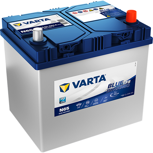 מצבר לרכב 65 אמפר EFB ימין יפני START STOP PLUS תוצרת ורטה VARTA