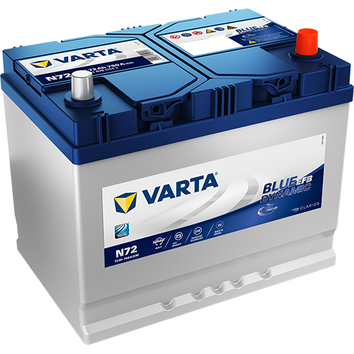 מצבר לרכב 72 אמפר EFB ימין יפני START STOP PLUS תוצרת ורטה VARTA