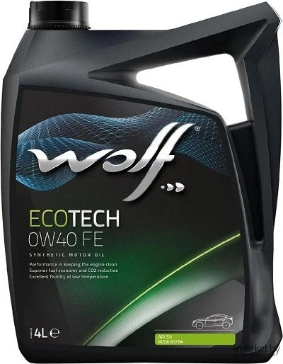שמן מנוע סינטטי מלא ECOTECH FE 0W40 תוצרת WOLF - מיכל 4 ליטר