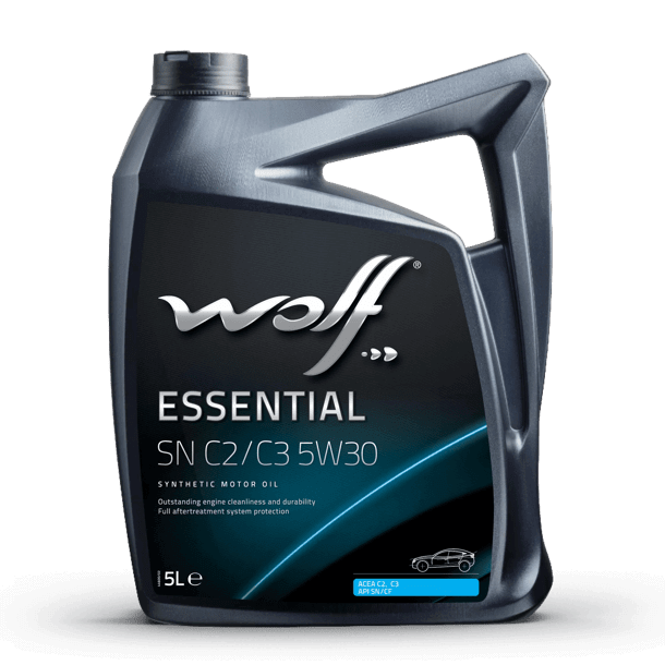 שמן סינטטי מלא 4 פעימות 5W30 C2/C3 ESSENTIAL תוצרת WOLF - מיכל 5 ליטר 