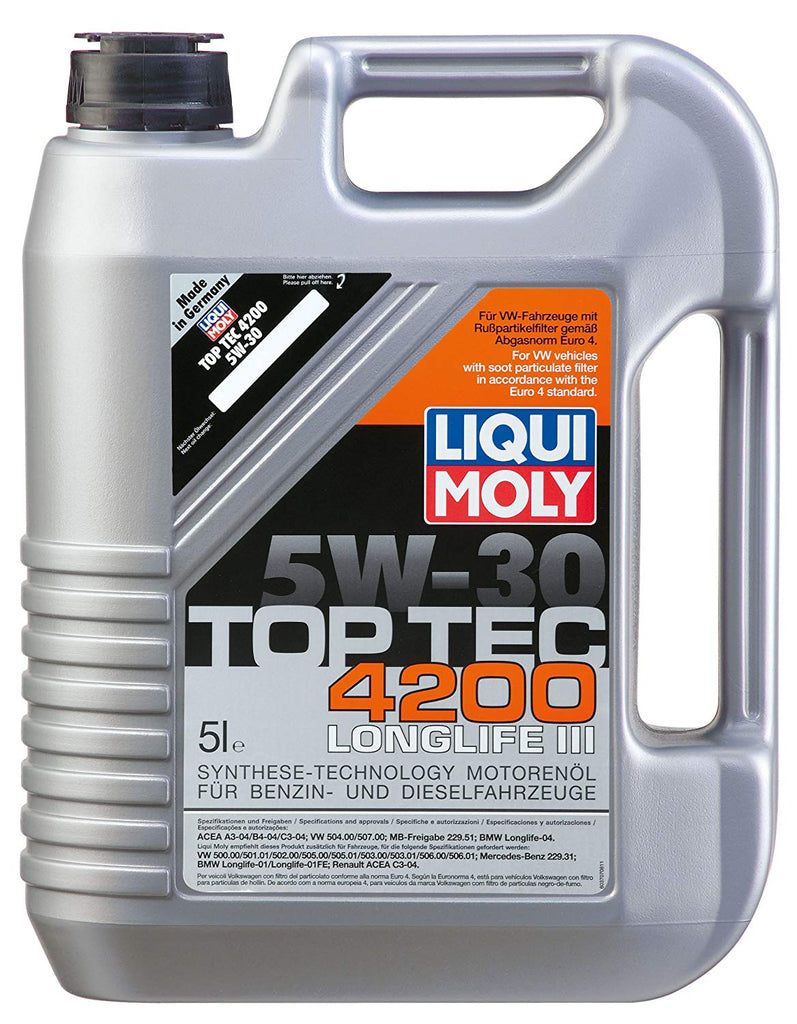 LIQUI MOLY 5W30 TOP TEC 4200 ACEA C3 API SN -שמן מנוע סינטטי מלא- 5 ליטר