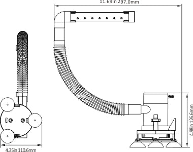 קיט משאבה לפתיון חי לדייג 12V הספק 350 גלון/שעה עם צינור אוורור ובסיס ואקום דגם BP1G350-10 תוצרת SEAFLO 