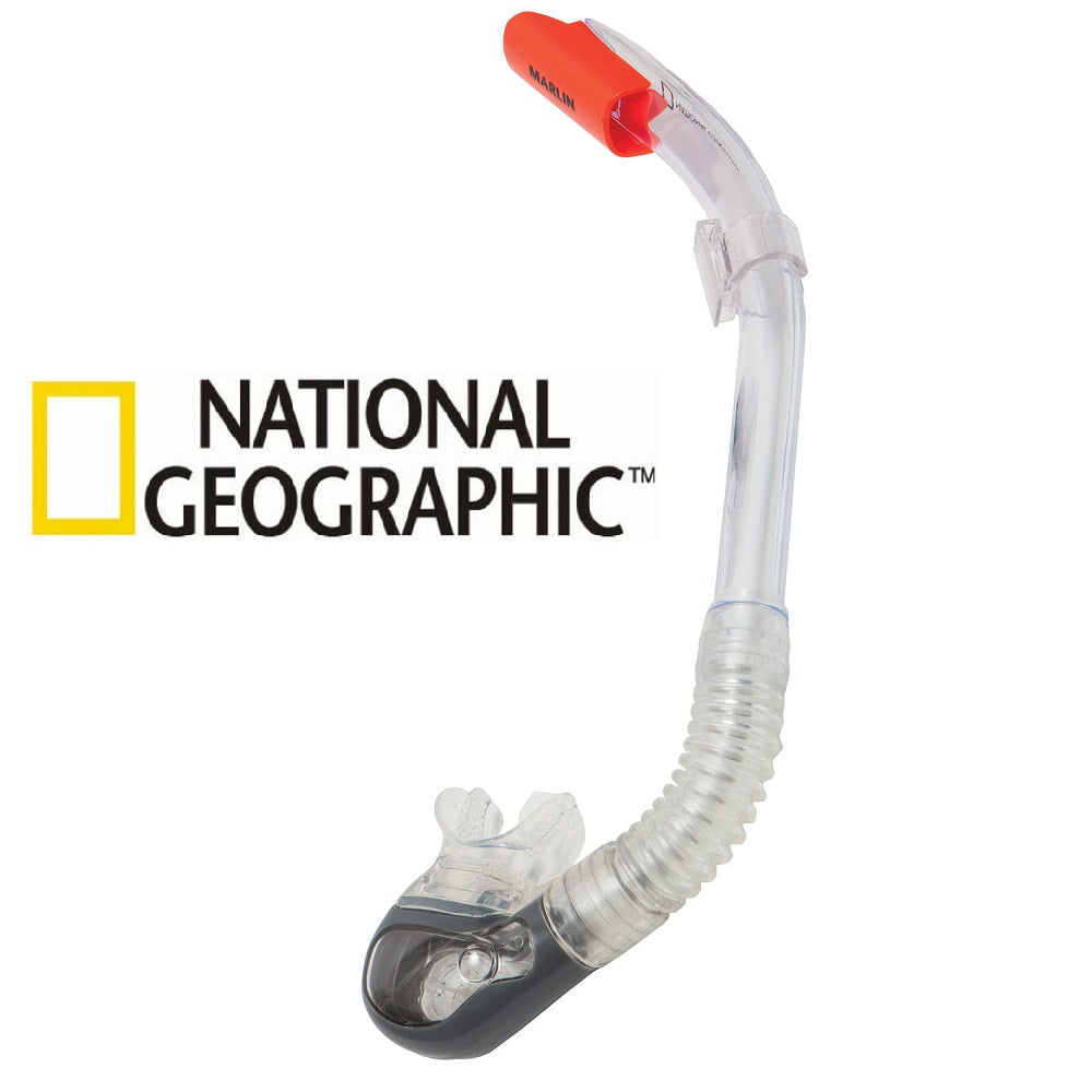 שנורקל מקצועי מסדרת Explorer , פומית סיליקון דגם מרלין MARLIN תוצרת נשיונל ג'יאוגרפיק ™National Geographic – צבע שחור