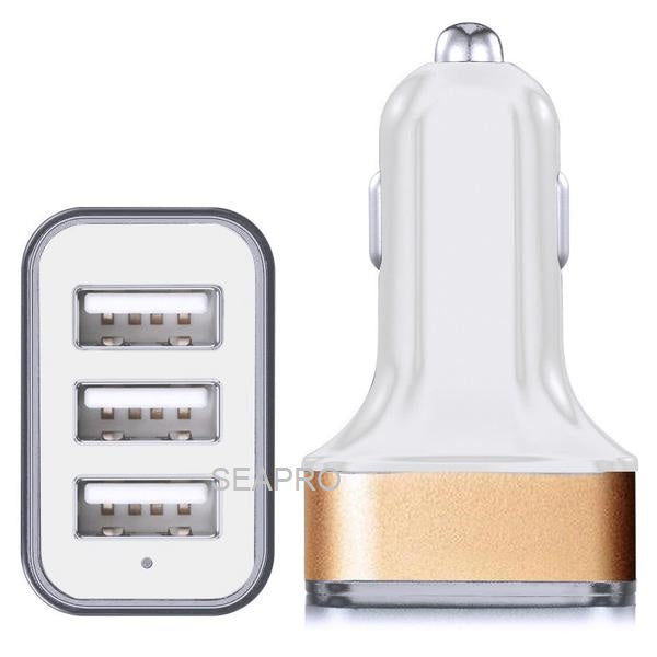 מטען לרכב 12V/24V 2.4A כולל 3 כניסות USB חיבור למצת הרכב