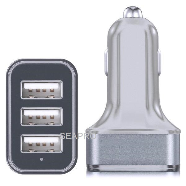 מטען לרכב 12V/24V 2.4A כולל 3 כניסות USB חיבור למצת הרכב
