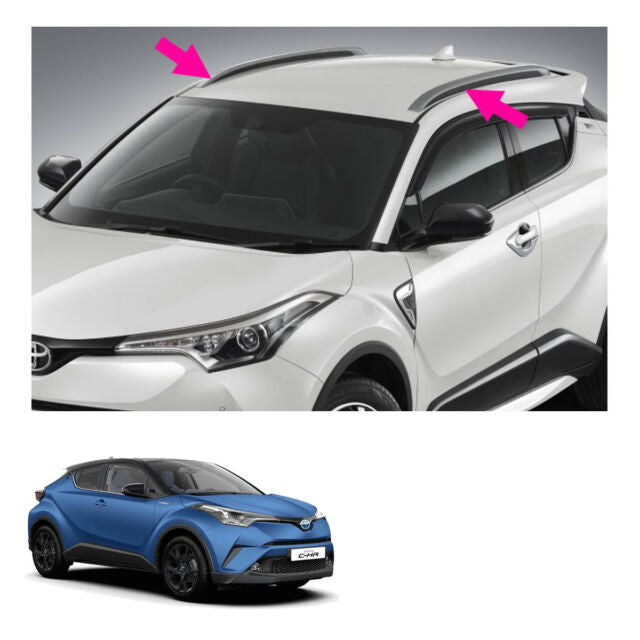 גגון אורך לרכב טיוטה CHR מ 2017-2023 פסים צמודים דגם מקורי מוטות אלומיניום צבע שחור בהדבקה