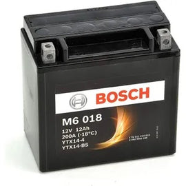 מצבר אופנוע 12 אמפר 12 וולט דגם M6018 AGM YTX14-BS * שמאל בוש BOSCH