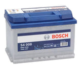 מצבר לרכב 74 אמפר 12 וולט דגם S4008 ימין תוצרת בוש BOSCH SILVER