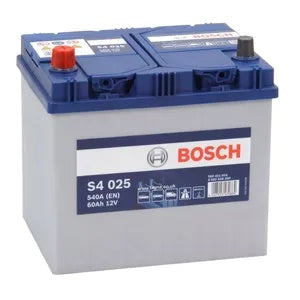 מצבר לרכב 60 אמפר 12 וולט דגם S4025 שמאל תוצרת בוש BOSCH SILVER